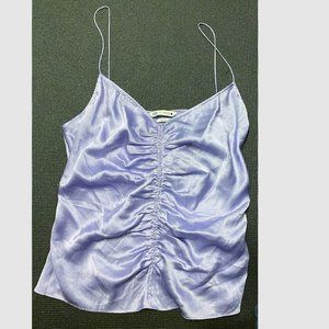 100% Silk Lilac Ruched Tank Top